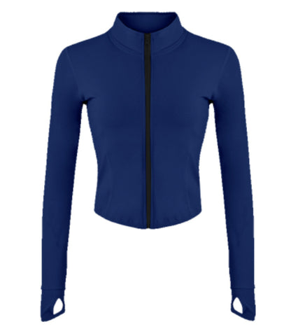 Women's Outdoor Running Stretch Tight Zip Long Sleeve Top