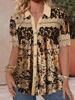 Trade Cross-border Casual Shirt Collar Short Sleeve Regular Open Digital Printing