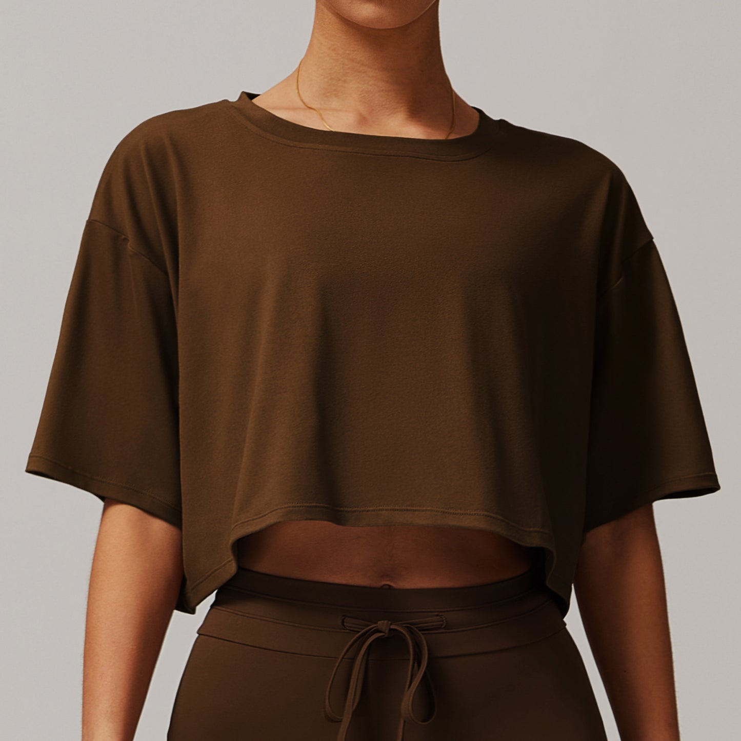 Brushed Sports Short-sleeved Top Comfortable Round Neck