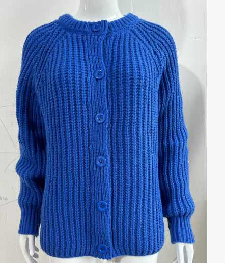 Fashion Round Neck Knitted Cardigan For Women