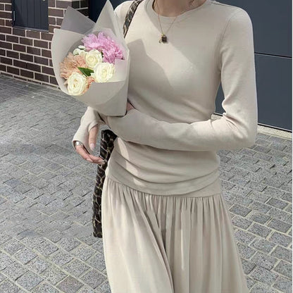 Women's Lapel Knitted Vest Skirt