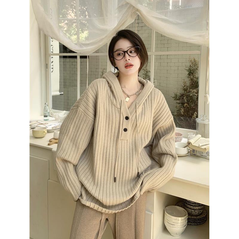 Thick Loose Mid-length Long Sleeve Top Idle Style Hooded Sweater
