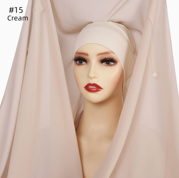 Lazy Chiffon Convenient Headscarf Magnetic Buckle Fixed