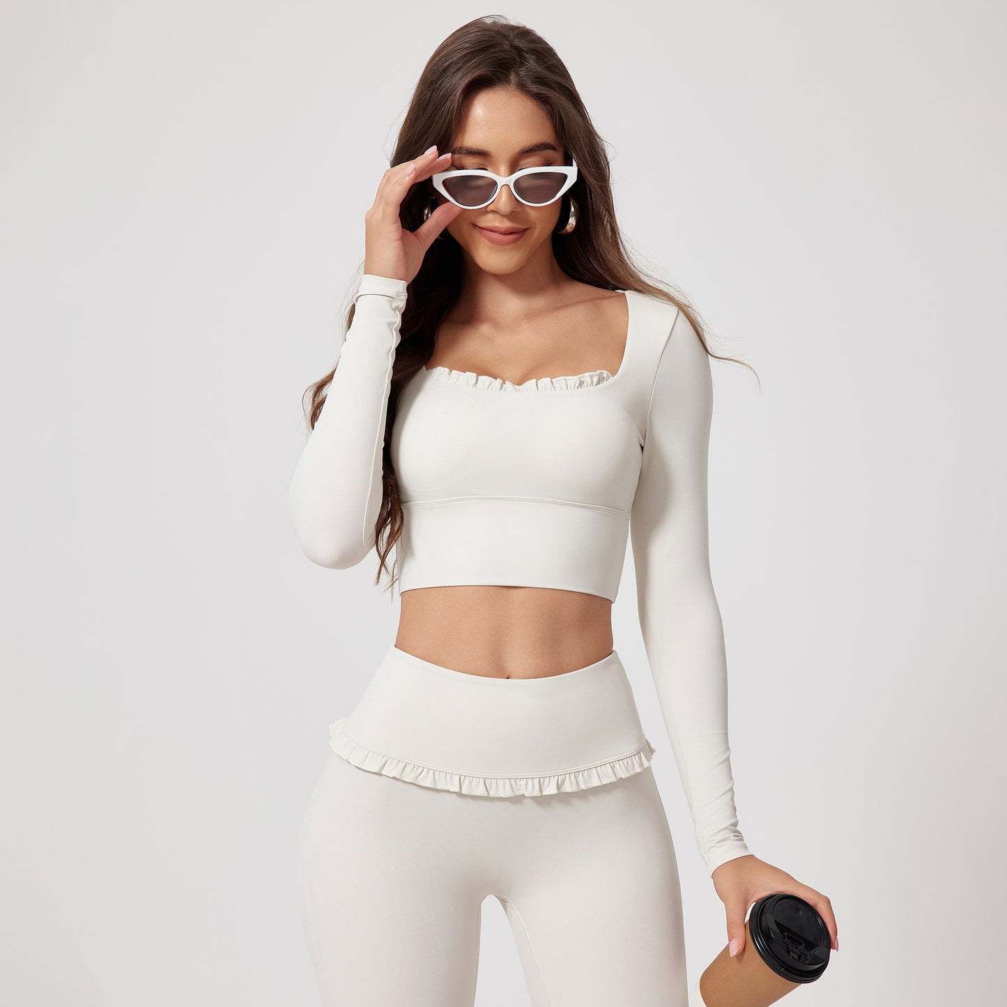 Inch Shadow European And American Quick-drying Fitness Sports Long-sleeved Top