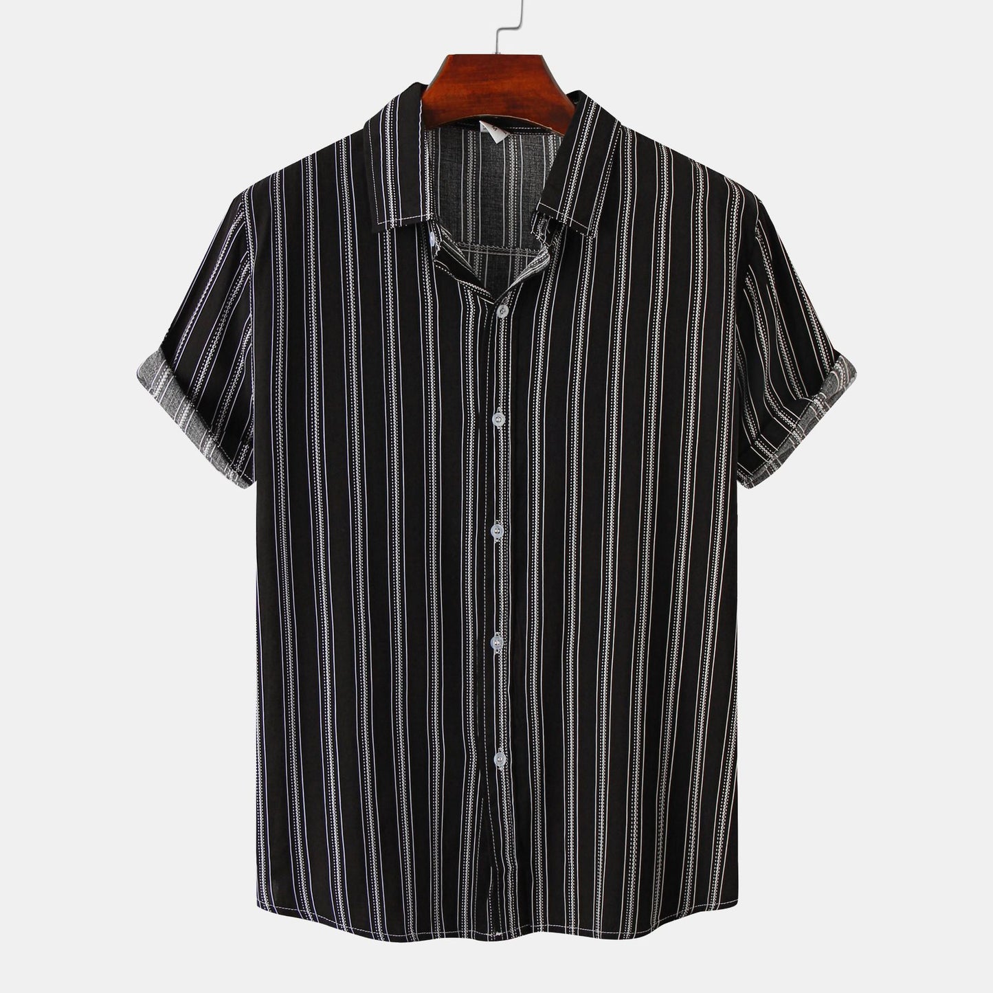 Men's Striped Casual Short Sleeve Shirt