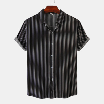 Men's Striped Casual Short Sleeve Shirt