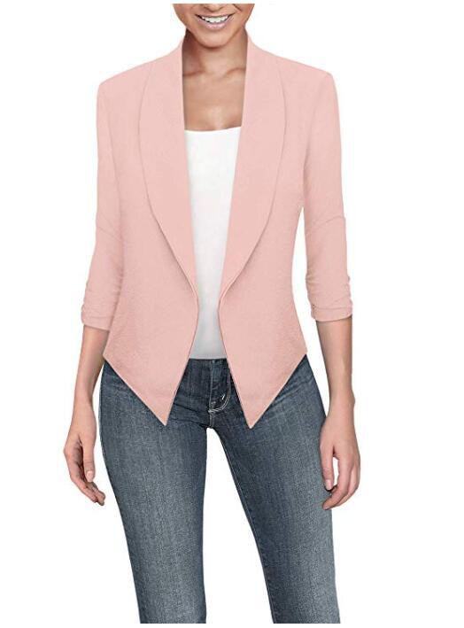 Long Sleeve Solid Color Cardigan Irregular Hem Small Suit Women