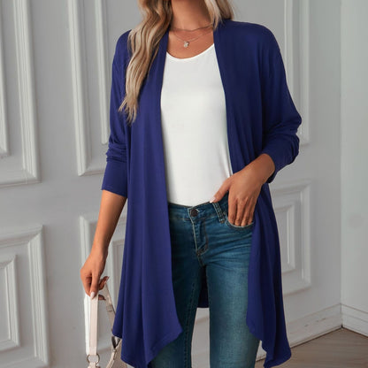 Solid Color Long Sleeve Cardigan Jacket Long Shirt Women