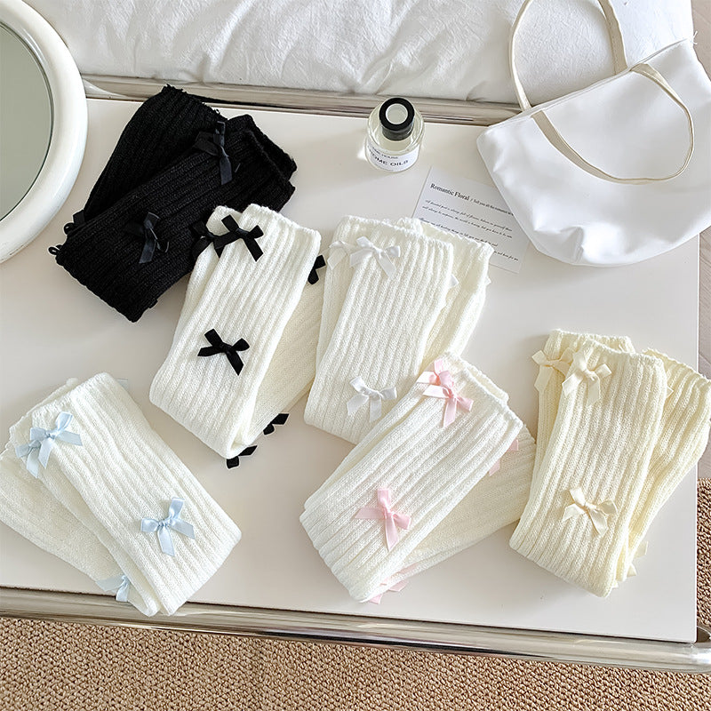 Women's Japanese Sweet Cute Bow Bunching Socks