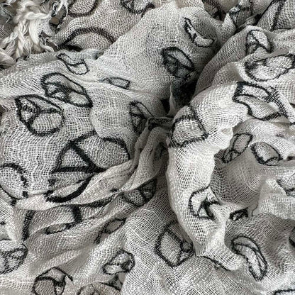 Black & White Print Viscose Scarf - Geometric Pattern Scarf 63inchx22inch