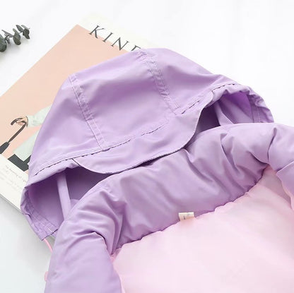 Rainbow contrast color loose padded coat jacket bread service