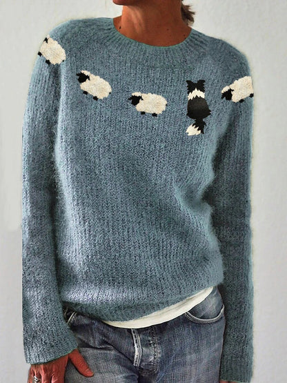 Women's Round Neck Multicolor Sweater