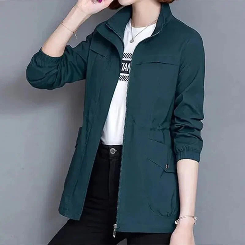 Korean Style Windbreaker With Waist And Slim