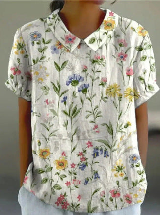 Digital Printing Loose Casual Women's T-shirt Polo Shirt