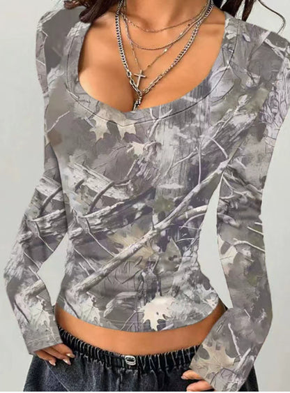 Women's Hot Girl Design Camouflage Long Sleeve
