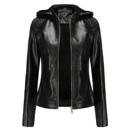 Hooded Autumn And Winter Short Jacket With Fleece