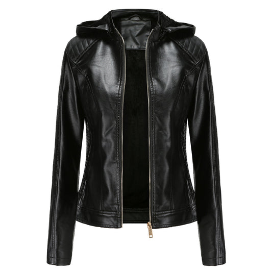 Hooded Autumn And Winter Short Jacket With Fleece