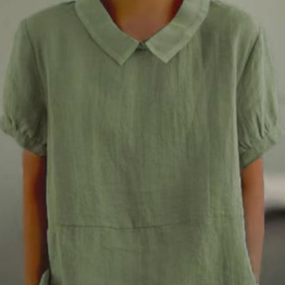 Loose Lapels Shirt Women's Short-sleeved Shirt