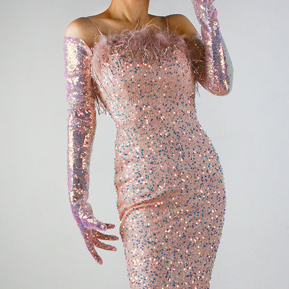 Sequined Sleeve Cover Lace Mesh Specialty