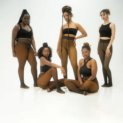 Women's Fall And Winter Outer Wear Plus Size Fake Transparent Black See-through Leggings