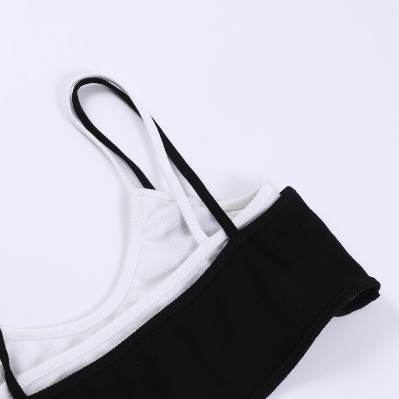 Contrast Color Sling Top Fake Two-piece Sports