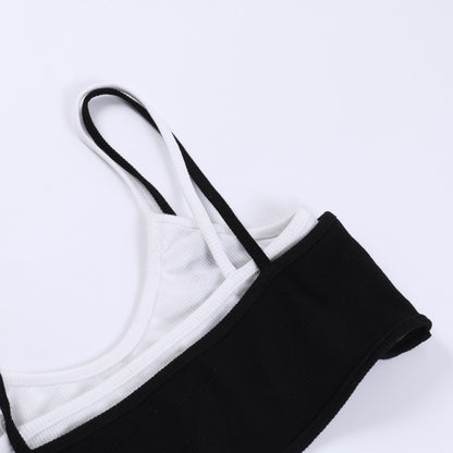 Contrast Color Sling Top Fake Two-piece Sports