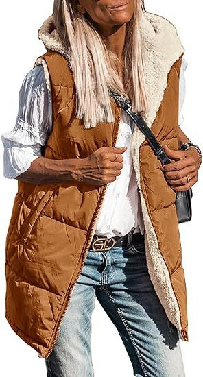 European And American Solid Color Hooded Cotton Jacket Vest Double-sided Wear Slim Elegant Cardigan Coat