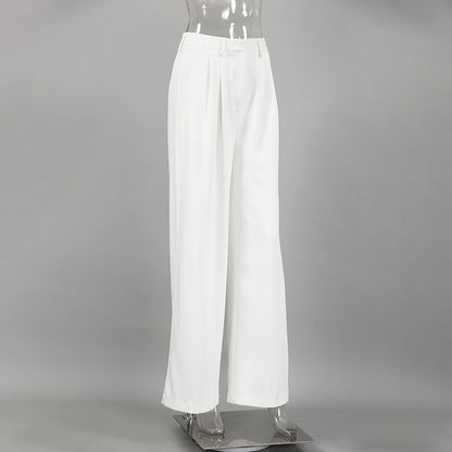 White High-waist Trousers Fashion Loose Casual Pants