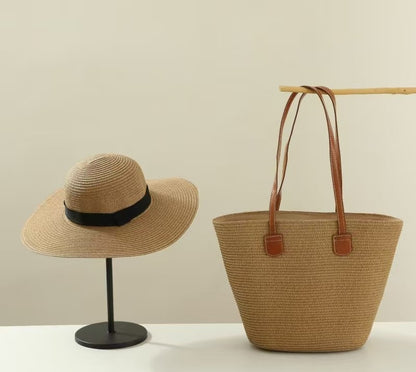 Seaside Vacation Sun Protection Straw Hat Bag Set