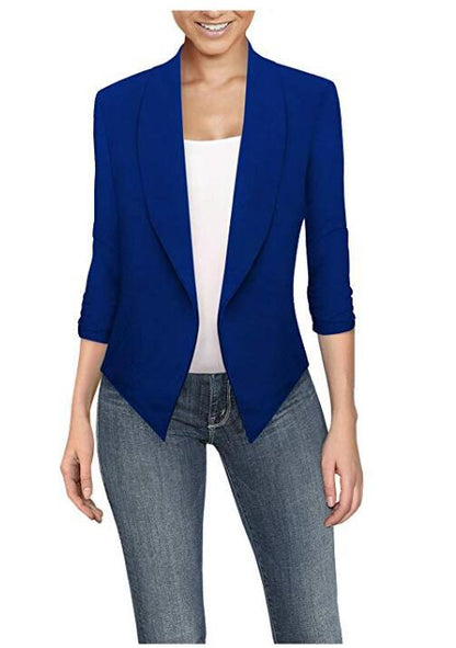 Long Sleeve Solid Color Cardigan Irregular Hem Small Suit Women