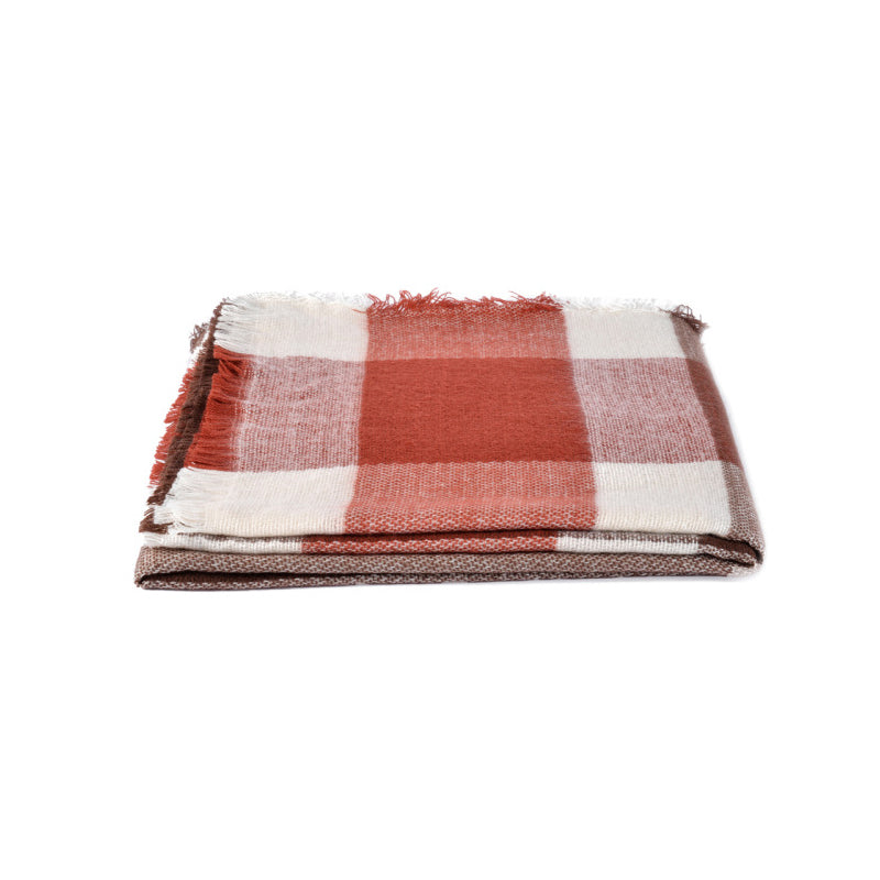 59 X 59in Deep White Color Large Grid Womens Fall Winter Scarf