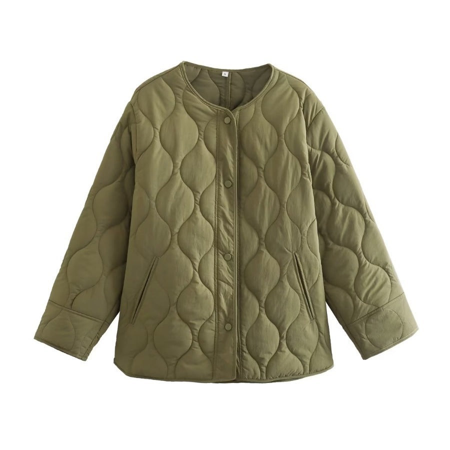 Single-breasted Mid-length Loose Cotton Coat