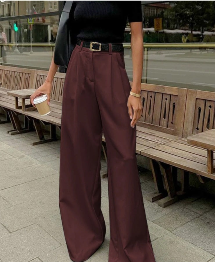 White High-waist Trousers Fashion Loose Casual Pants