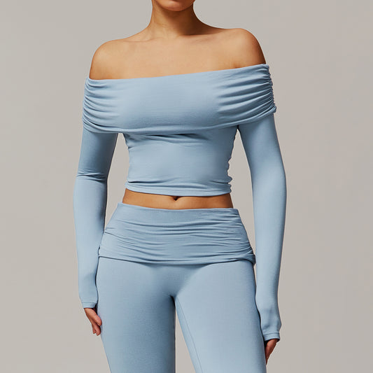 Casual Long Sleeve Yoga Wear Women's Off-shoulder Outdoor All-matching