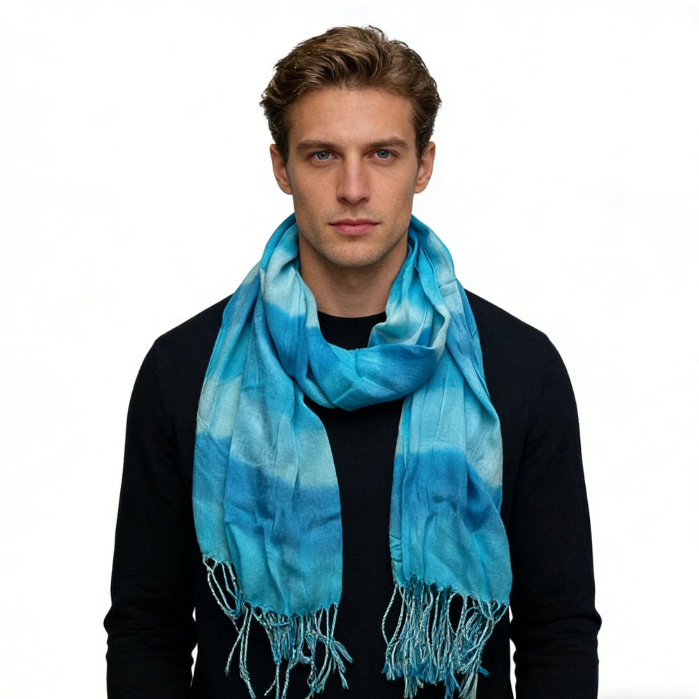 Turquoise Printed Viscose Scarf - Summer Essential Scarf 67inchx24inch