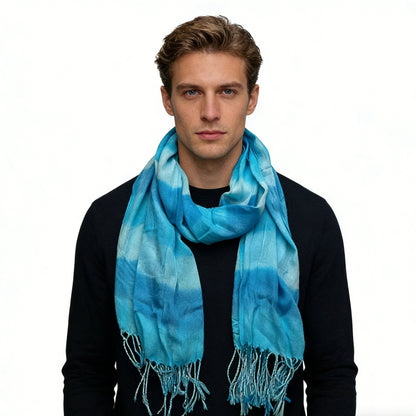 Turquoise Printed Viscose Scarf - Summer Essential Scarf 67inchx24inch