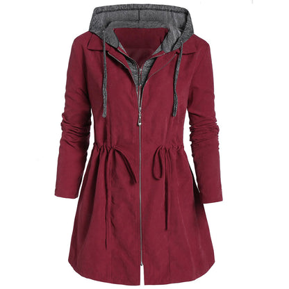 Ladies mid-length thick quilted hooded coat