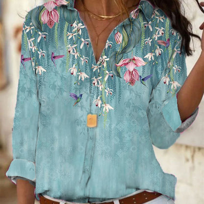 Women's Loose Lapel Long Sleeve Single Breasted Shirt