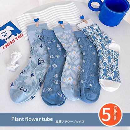Women's Blue-toned Mid-calf Socks