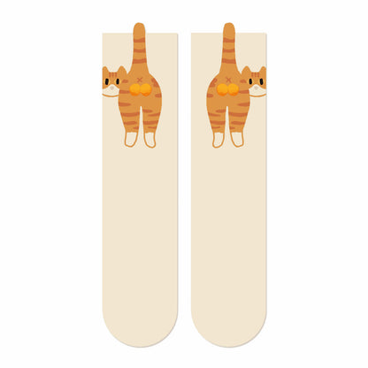 Cute Cat Socks With Balls Summer Breathable Soft Cotton Socks Funny Cotton Sock Middle Tube Girl Women Novelty Sport Socks
