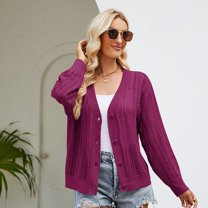 Women's Fashion Versatile V-neck Knitted Sweater