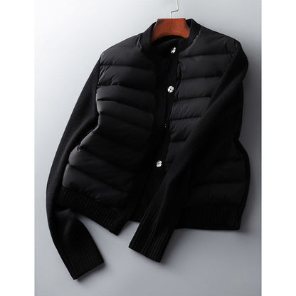 Simple Long-sleeved Knitted Women's Stitching Cotton Jacket