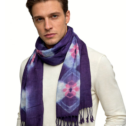 Purple Printed Viscose Scarf - Flowy Boho Scarf 59inchx24inch