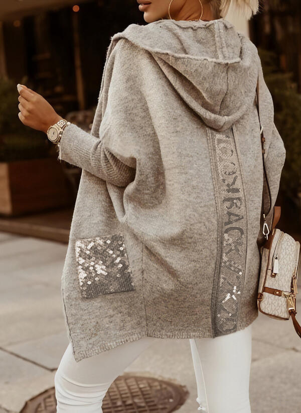 Hooded Temperament Printed Loose Zipper Sweater Coat