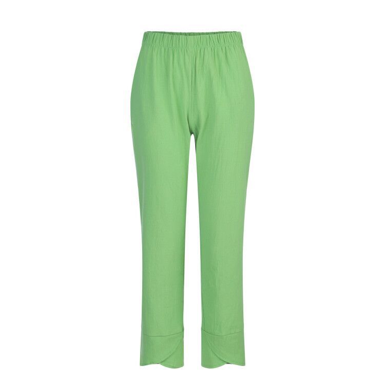 Cotton Sack Trousers With Loose Solid Color Elastic Waist And Side Pockets