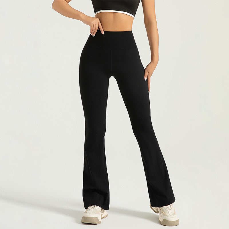 High Waist Hip Lift Yoga Bell-bottom Pants Nude Feel Fitness