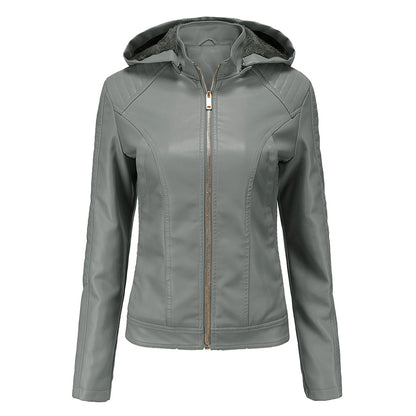 Hooded Autumn And Winter Short Jacket With Fleece