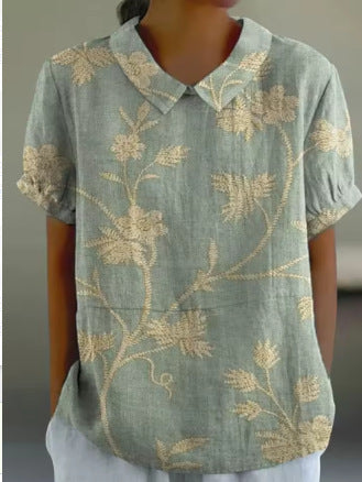 Digital Printing Loose Casual Women's T-shirt Polo Shirt