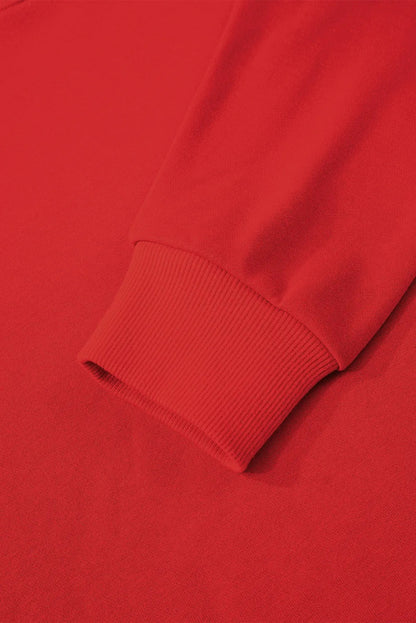 Fiery Red Varsity Striped Detail Drop Shoulder Oversized Sweatshirt