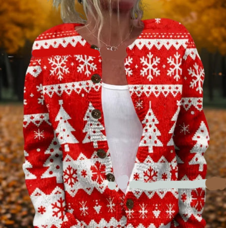 Womens Casual Printed Cardigan Jacket Top
